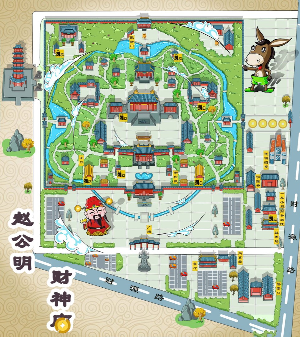 陇南寺庙类手绘地图